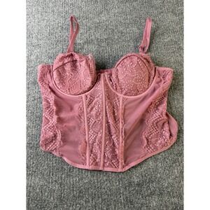 Fourteen‎ Twelve Women's Lace Bustier Corset Top Pink Large Underwire Lingerie